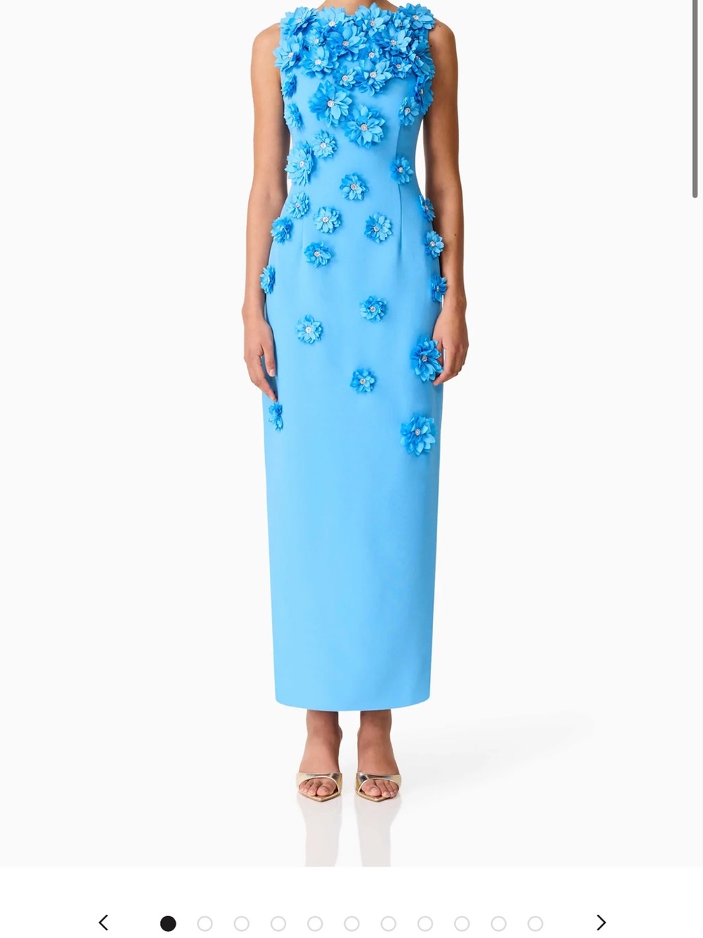 Elliatt Dali Floral Applique Gown in Blue